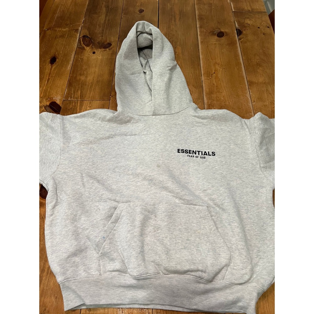 Fear of God Essentials Hoodie Light Heather Gray Oversized Pullover Sweatshirt